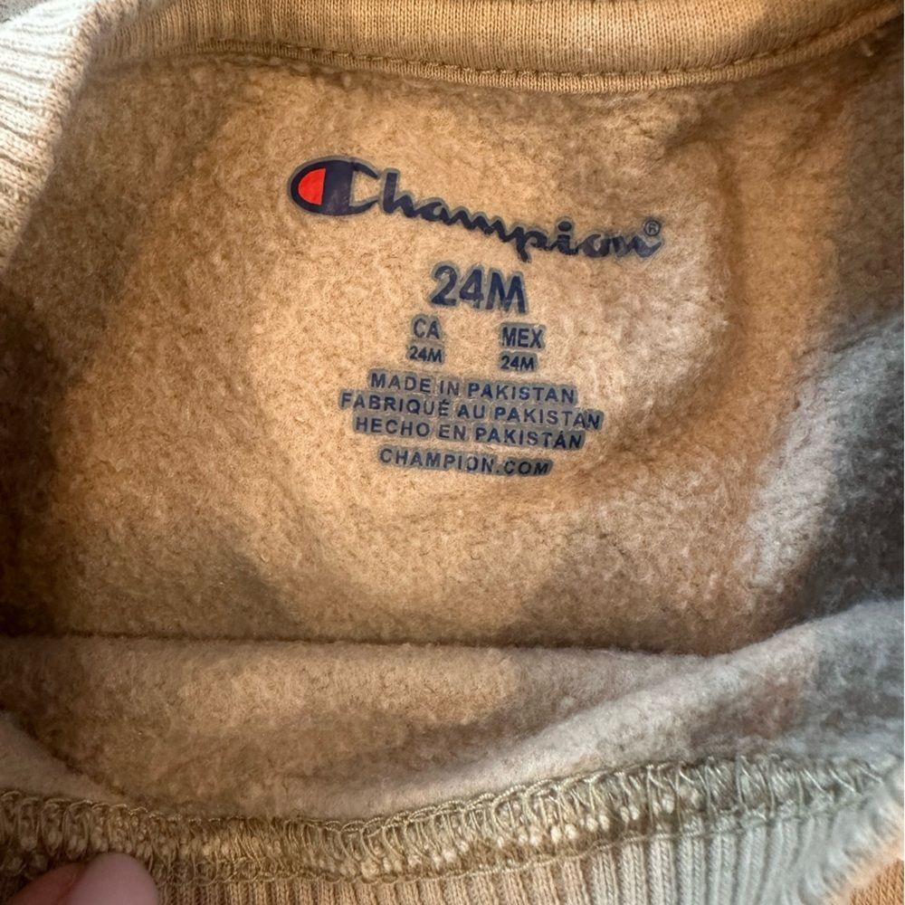 Champion Khaki Crewneck Sweatshirt with Logo Size 24 Months - Picture 4 of 5